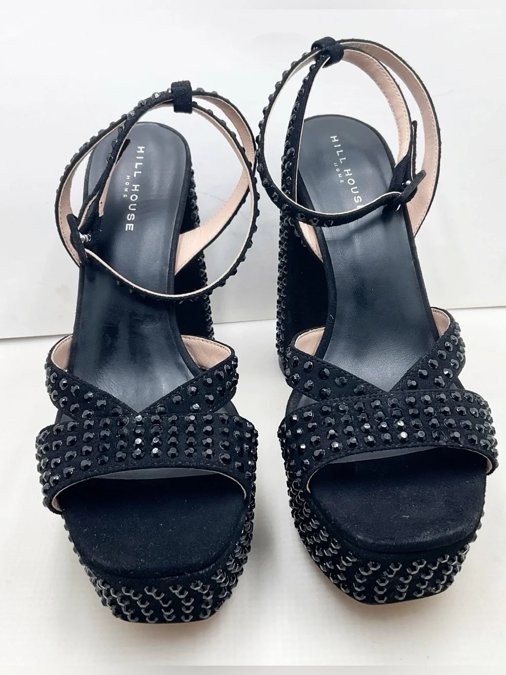 {Hill House Home} Rhinestone Studded Ankle Strap Party Platform Heels